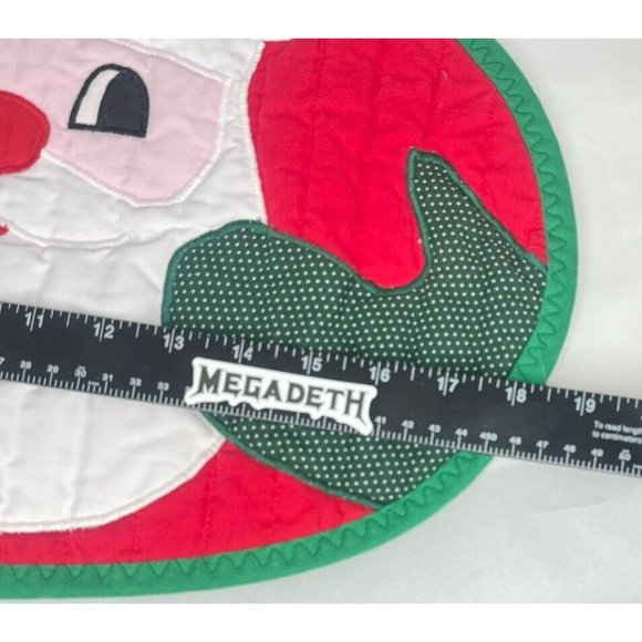 Quilted Christmas Placemats Set Of 4 Santa Face Vintage 80s 90s - Picture 7 of 8
